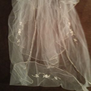 Two Tiered Veil with Beaded Metallic Edging